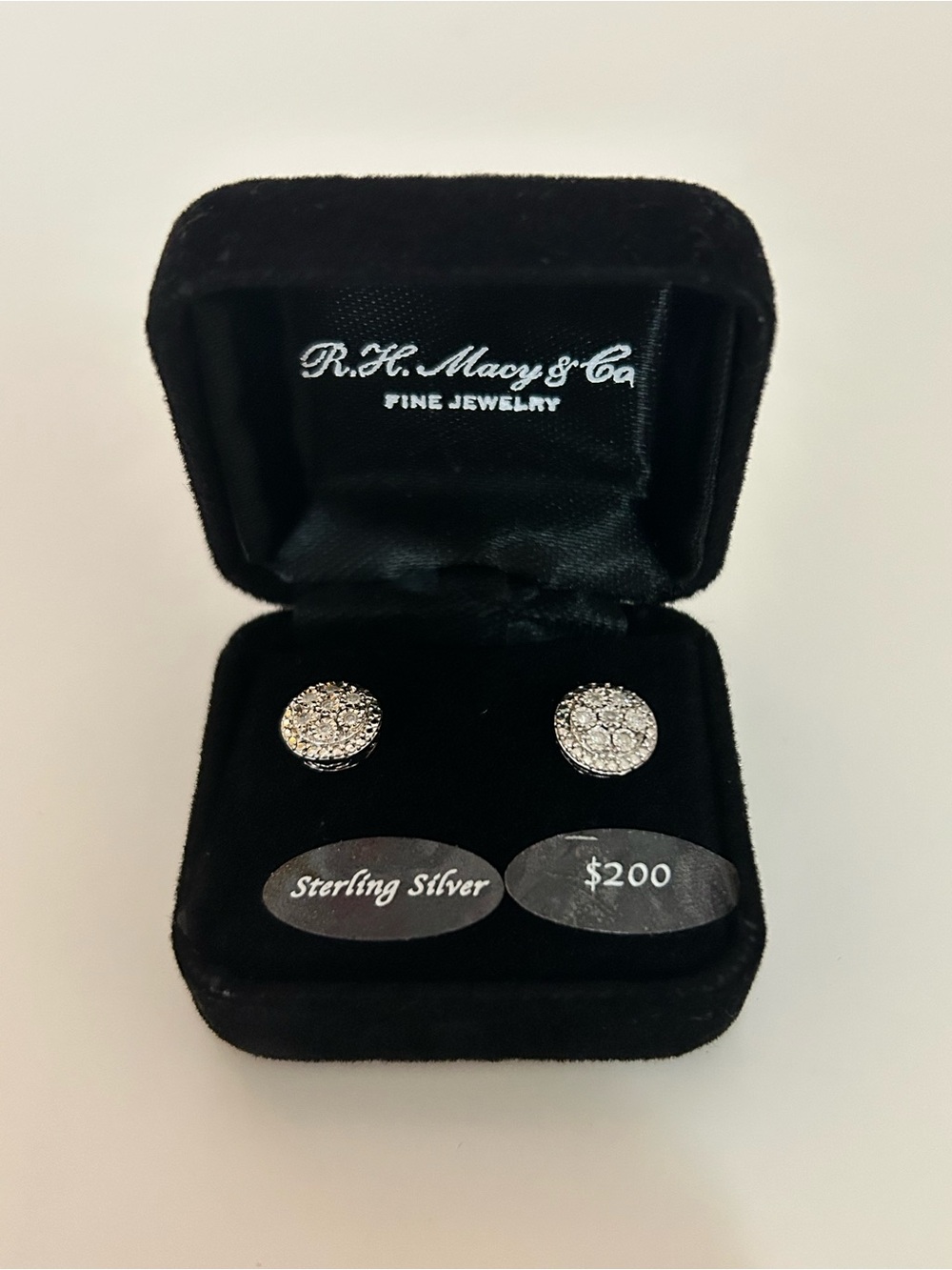 NWT R.H. Macy & Co. 1/10 CTTW Diamond Cluster Stud Earrings Sterling Silver
